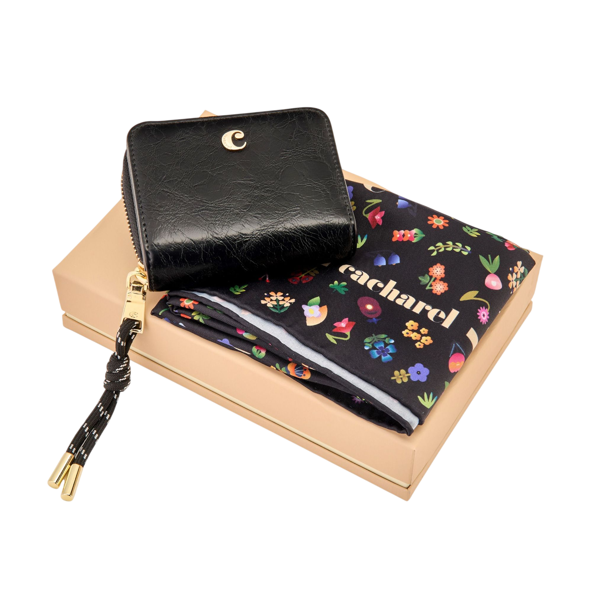 Cacharel Philomène Set Black (wallet & scarf)