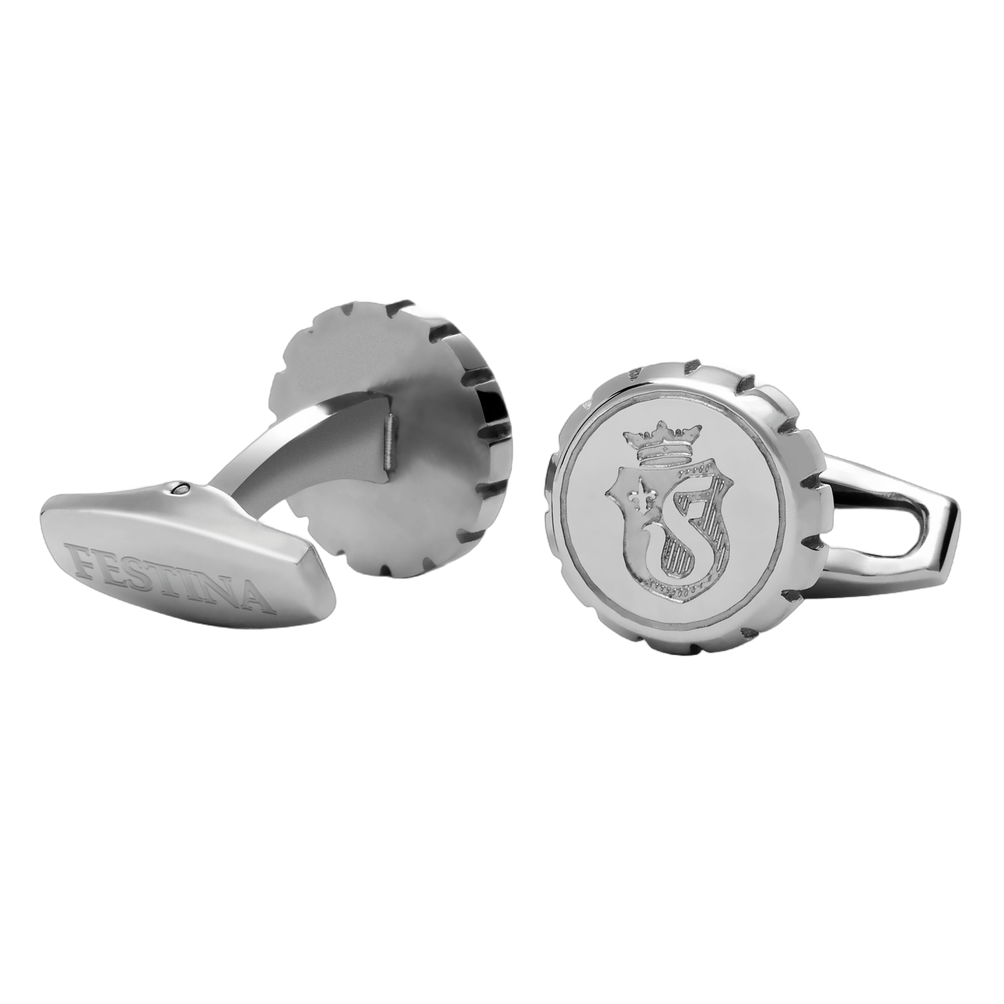 Festina Button Cufflinks Shinny Chrome