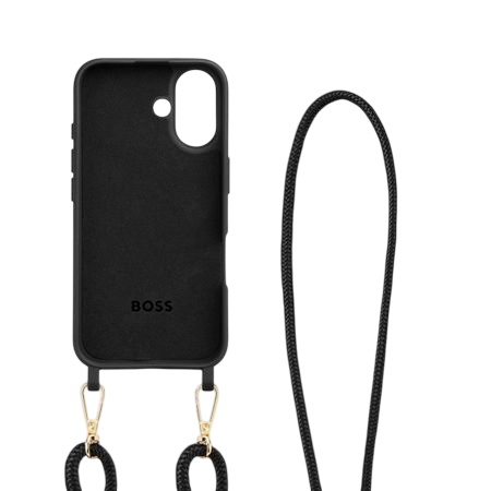 Hugo Boss Double B Case for iPhone 16 Black & Gold