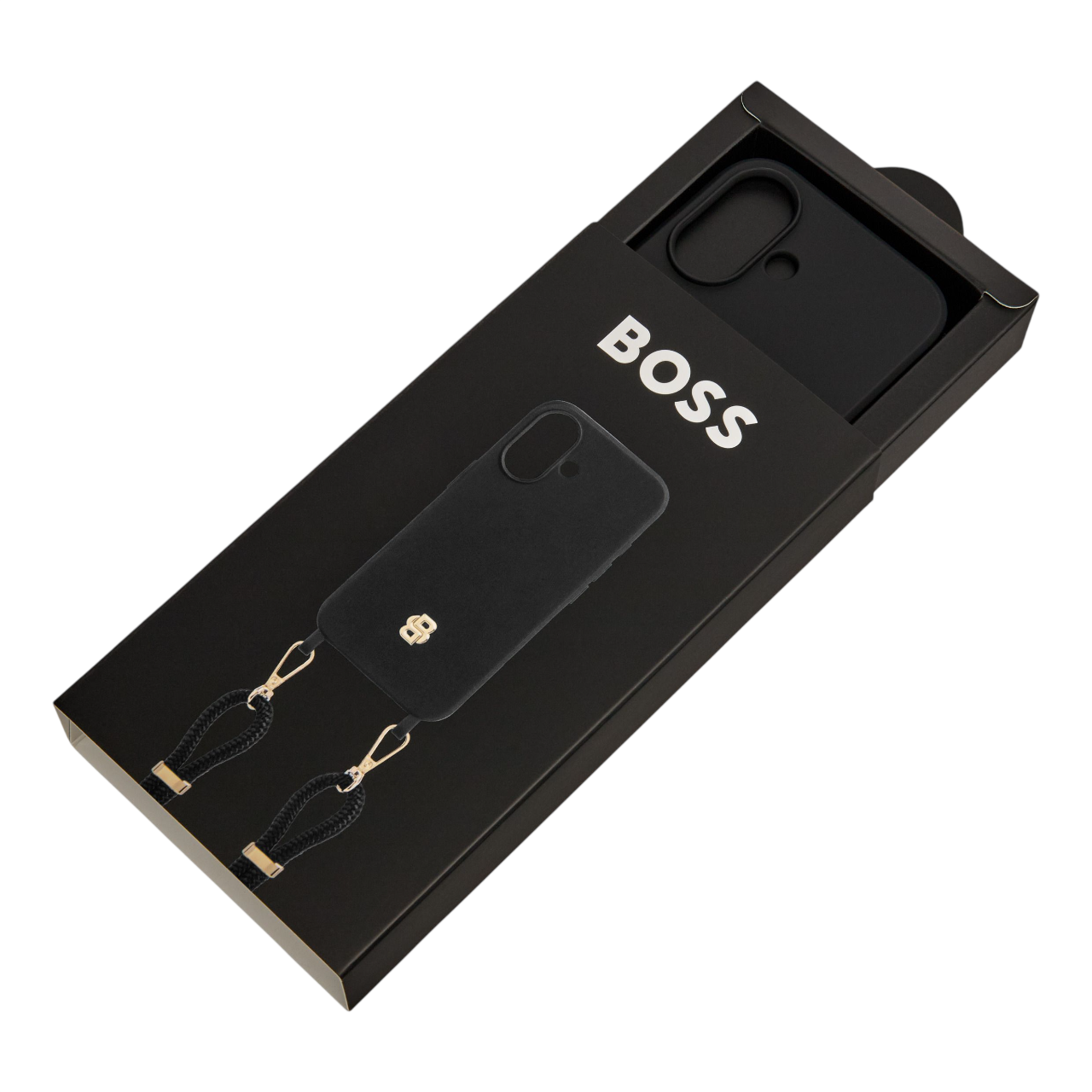 Hugo Boss Double B Case for iPhone 16 Black & Gold