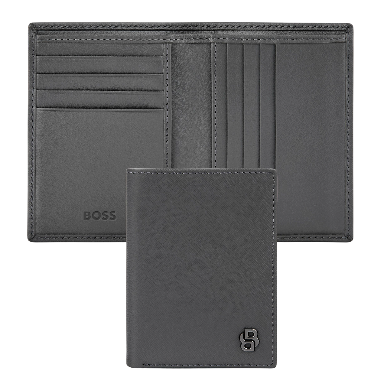 Hugo Boss Double B Saffiano Folding card holder Black