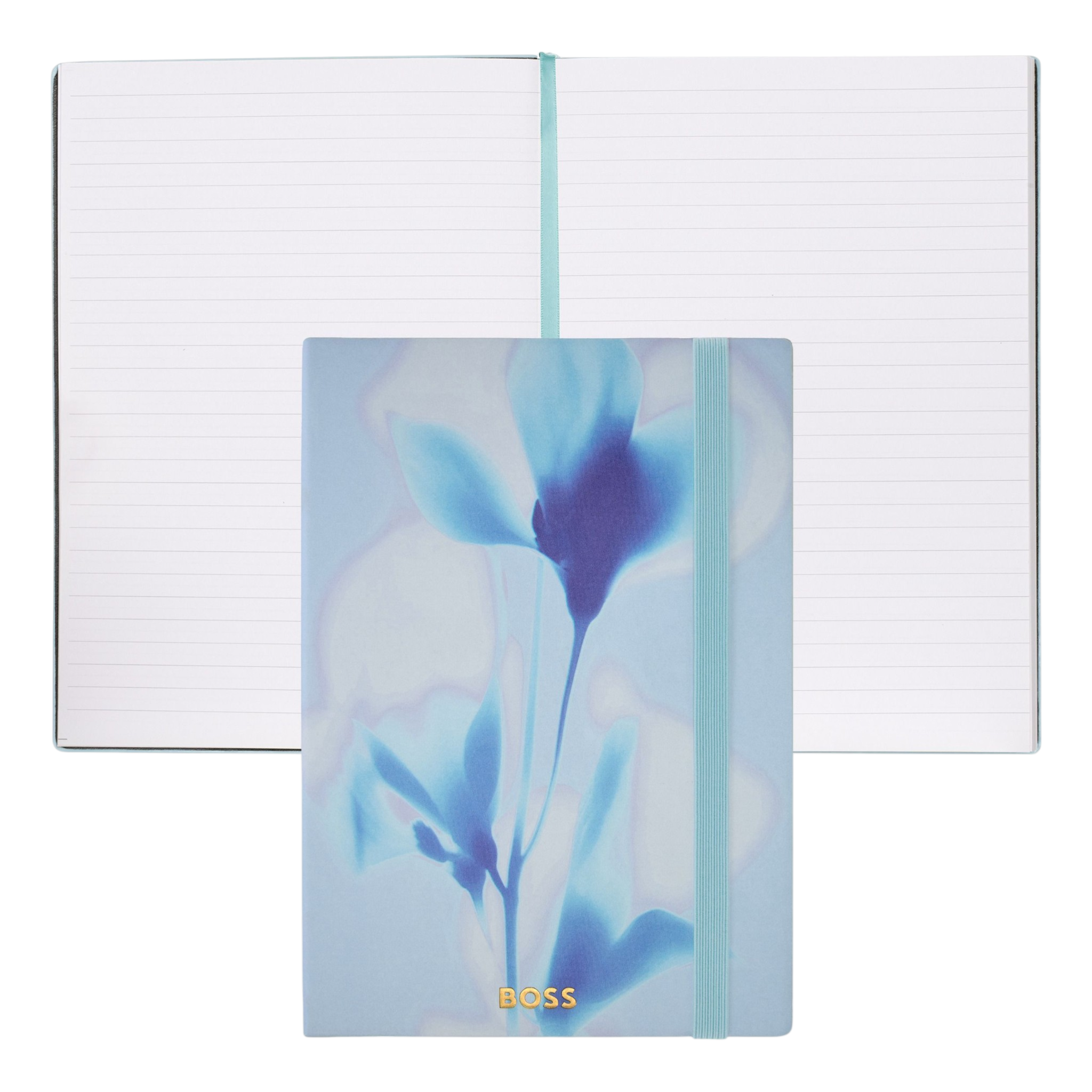 Hugo Boss Holographic Flower Notebook A5 Light Blue Lined