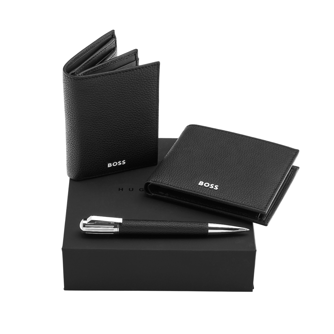 Hugo Boss Classic Grained Set HUGO Black (ballpoint pen, card holder & wallet