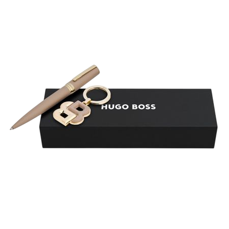 Hugo Boss Arche Double B Set HUGO Black & Gold (ballpoint pen & key ring