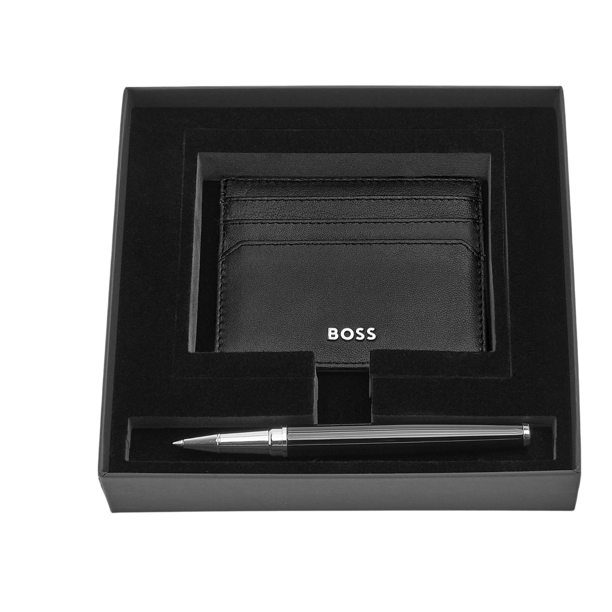 Hugo Boss Gear Icon Set HUGO Black (rollerball pen & card holder