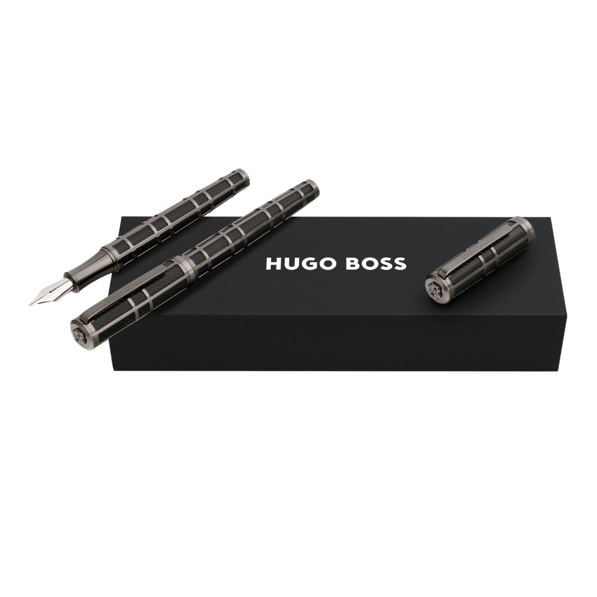Hugo Boss Frame Set Grid Black & Gun (rollerball pen & fountain pen