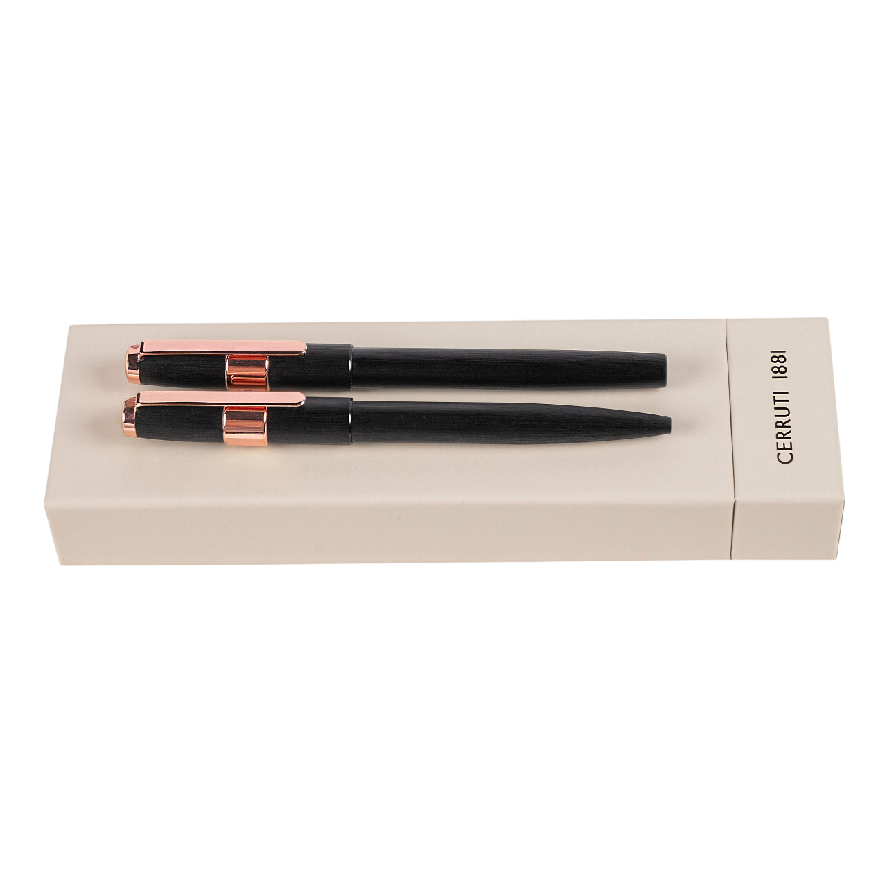 Cerruti 1881 Block Brushed Set Black (ballpoint pen & rollerball pen)