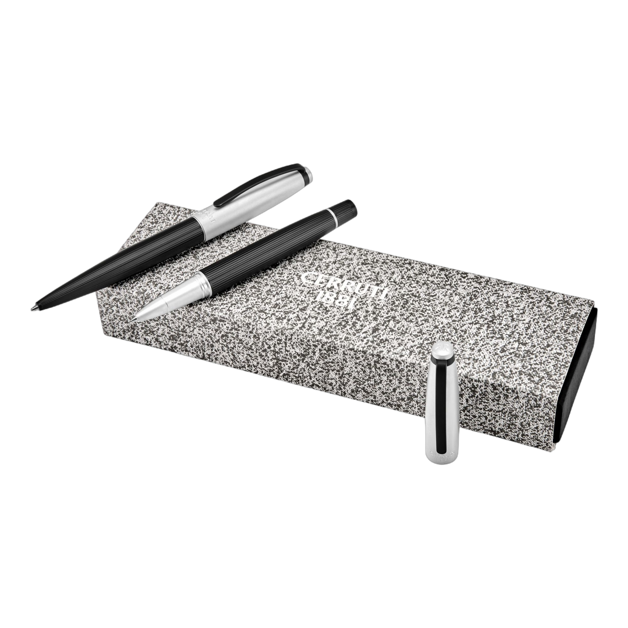 Cerruti 1881 Benson Set Black & Chrome (ballpoint pen & rollerball pen)