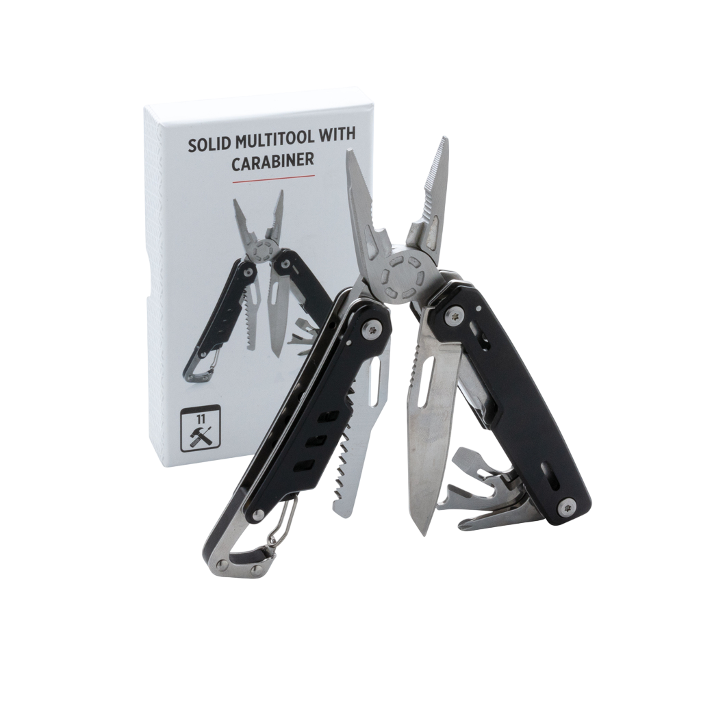 Solid multitool with carabiner