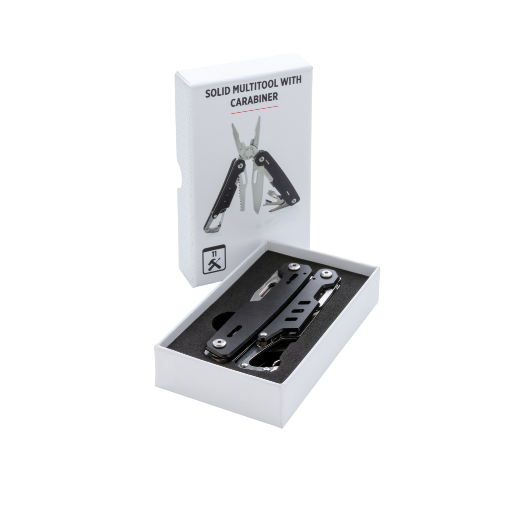 Solid multitool with carabiner