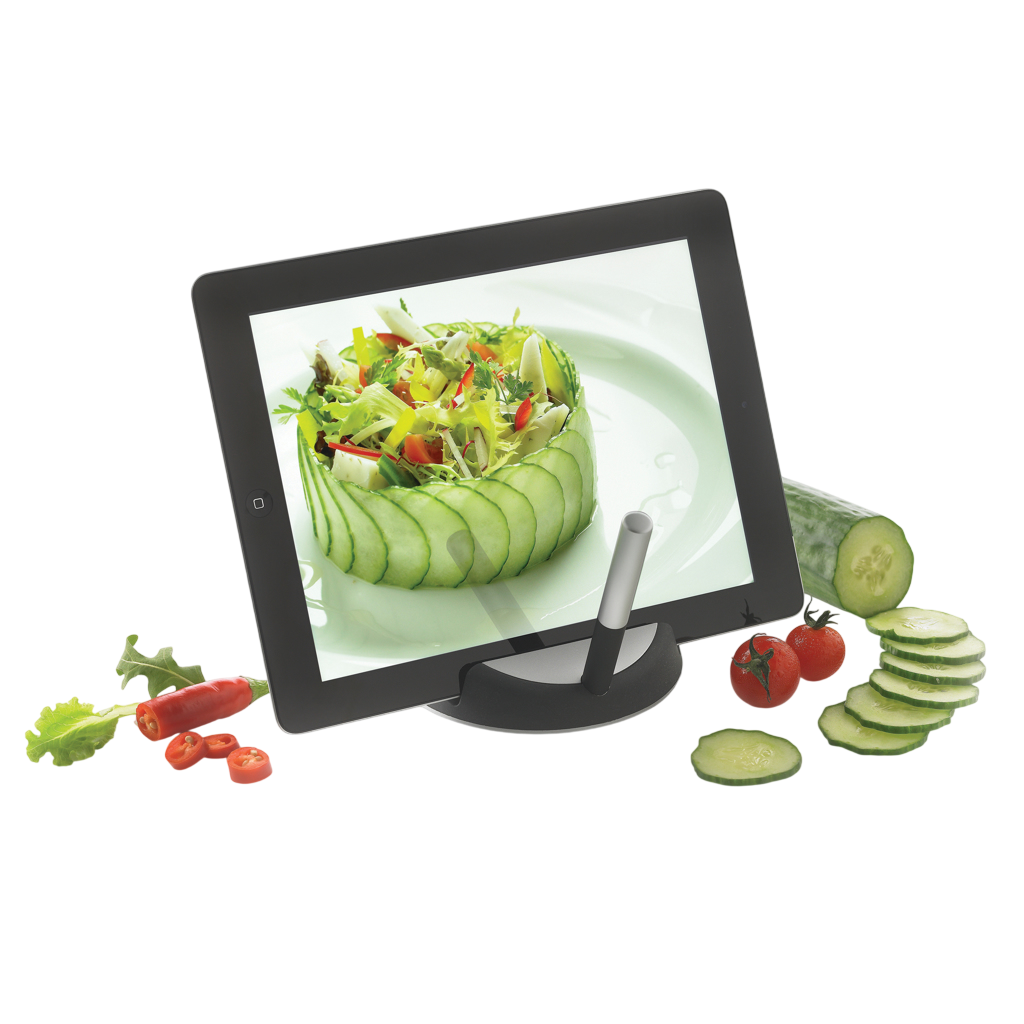 Chef tablet stand with touchpen