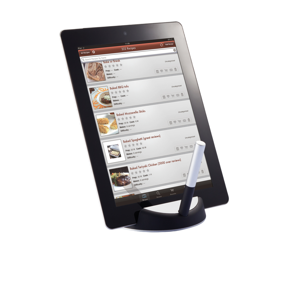 Chef tablet stand with touchpen