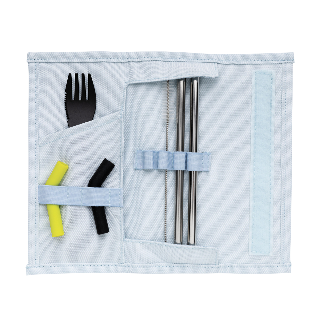 Tierra 2pcs straw and cutlery set in pouch