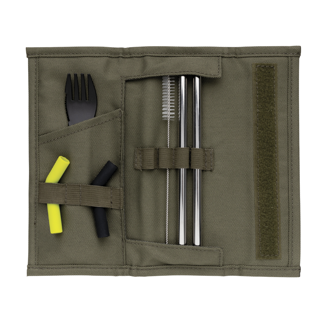 Tierra 2pcs straw and cutlery set in pouch