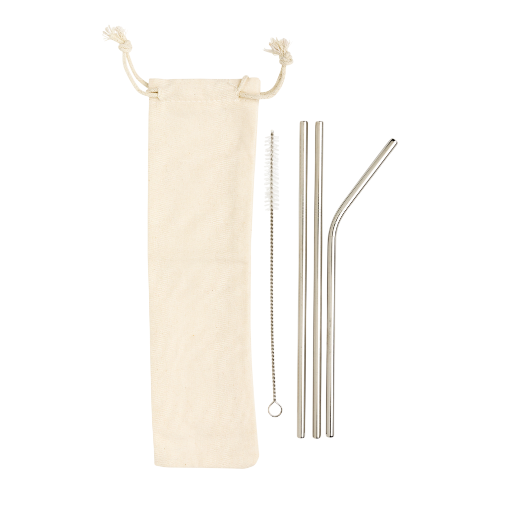 Reusable stainless steel 3 pcs straw set