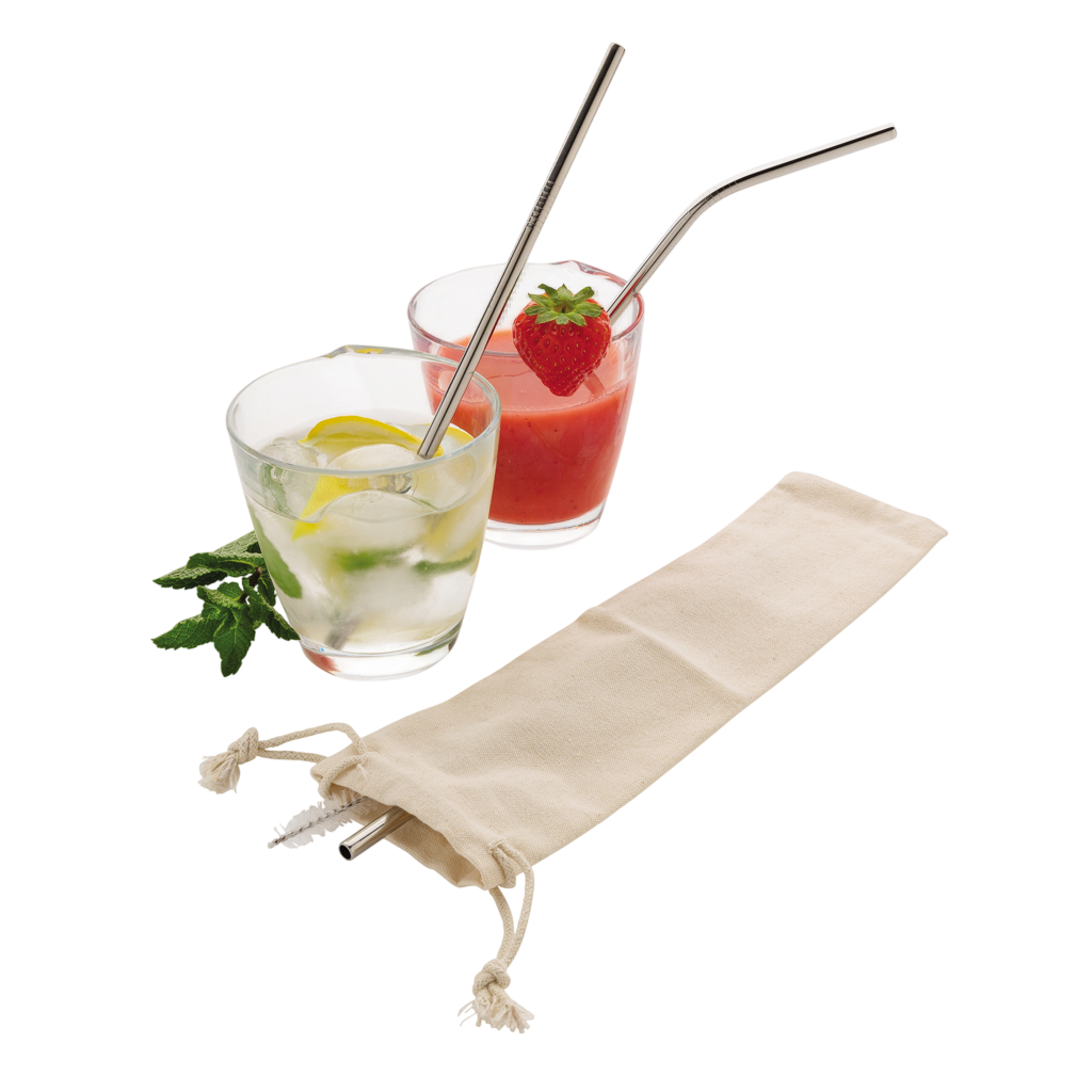 Reusable stainless steel 3 pcs straw set