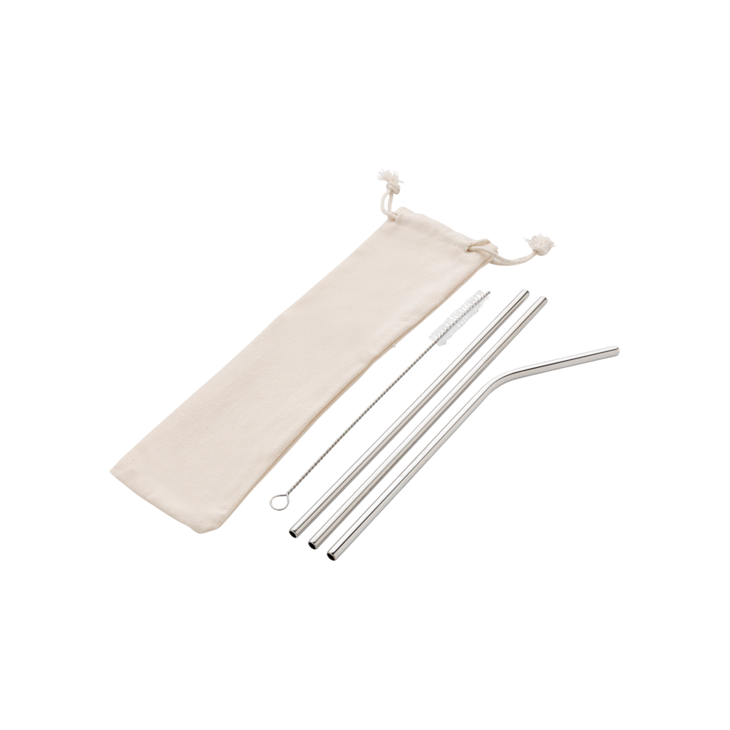 Reusable stainless steel 3 pcs straw set