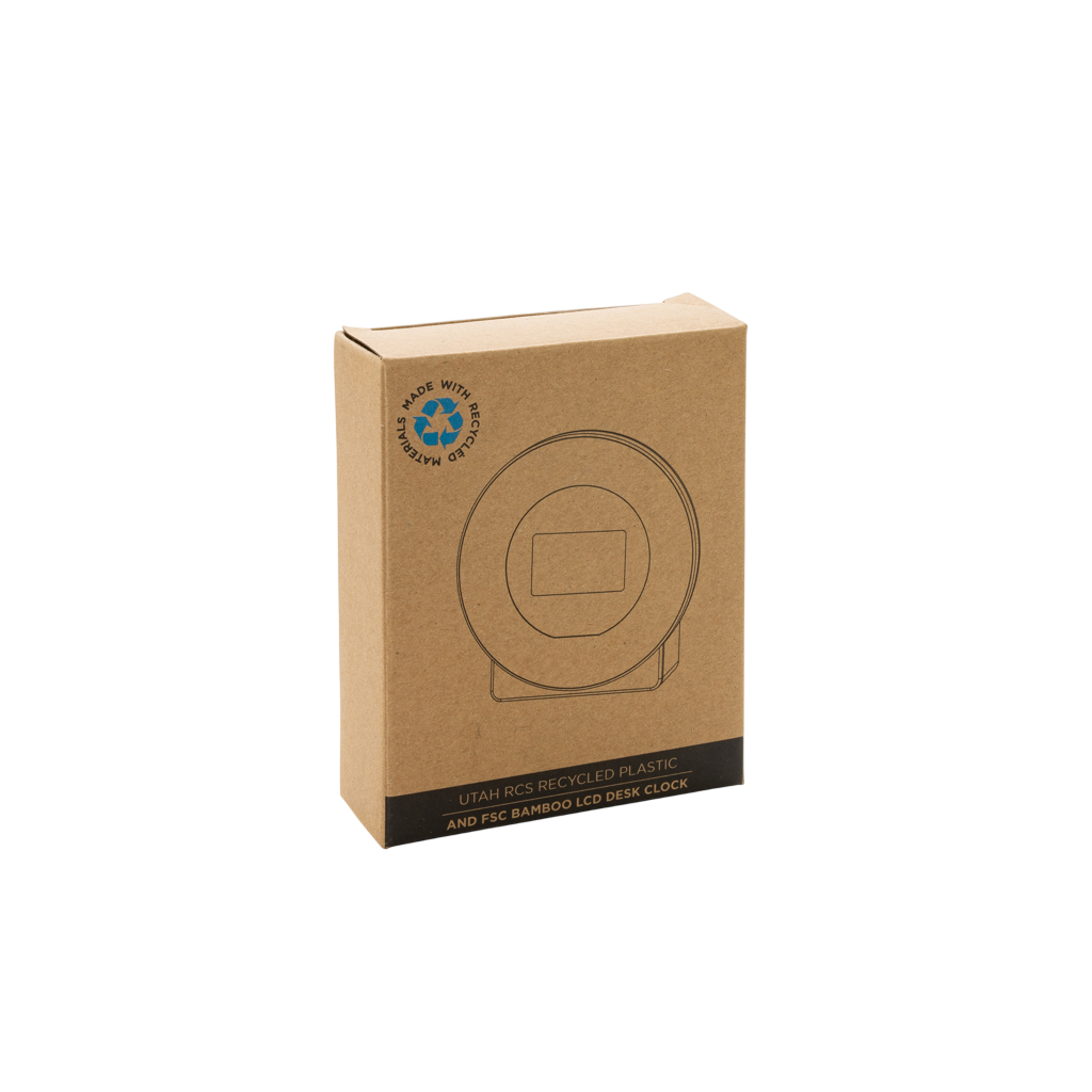 Utah RCS rplastic and bamboo LCD desk clock