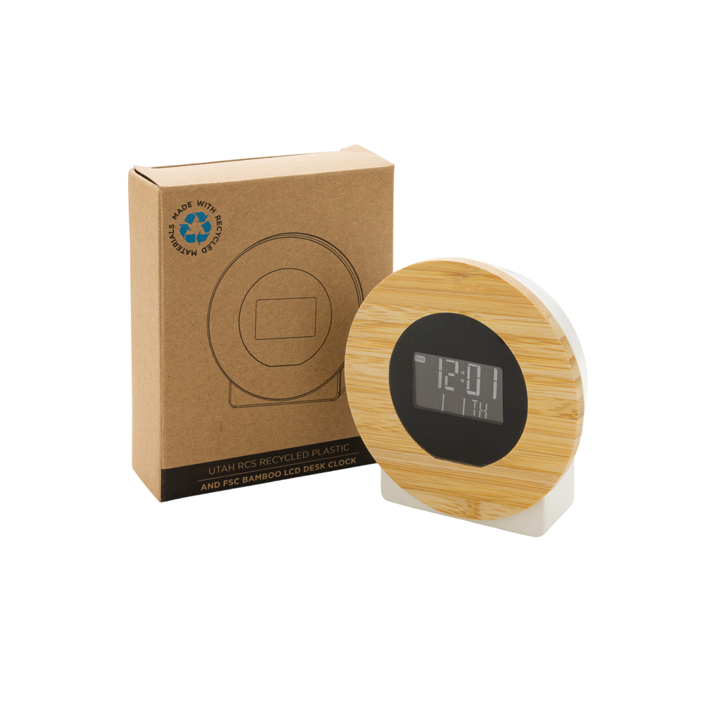 Utah RCS rplastic and bamboo LCD desk clock
