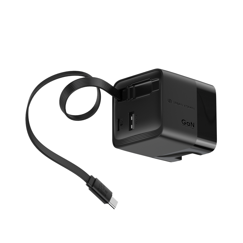 Urban Vitamin Mendocino 65W GaN charger retractable cable