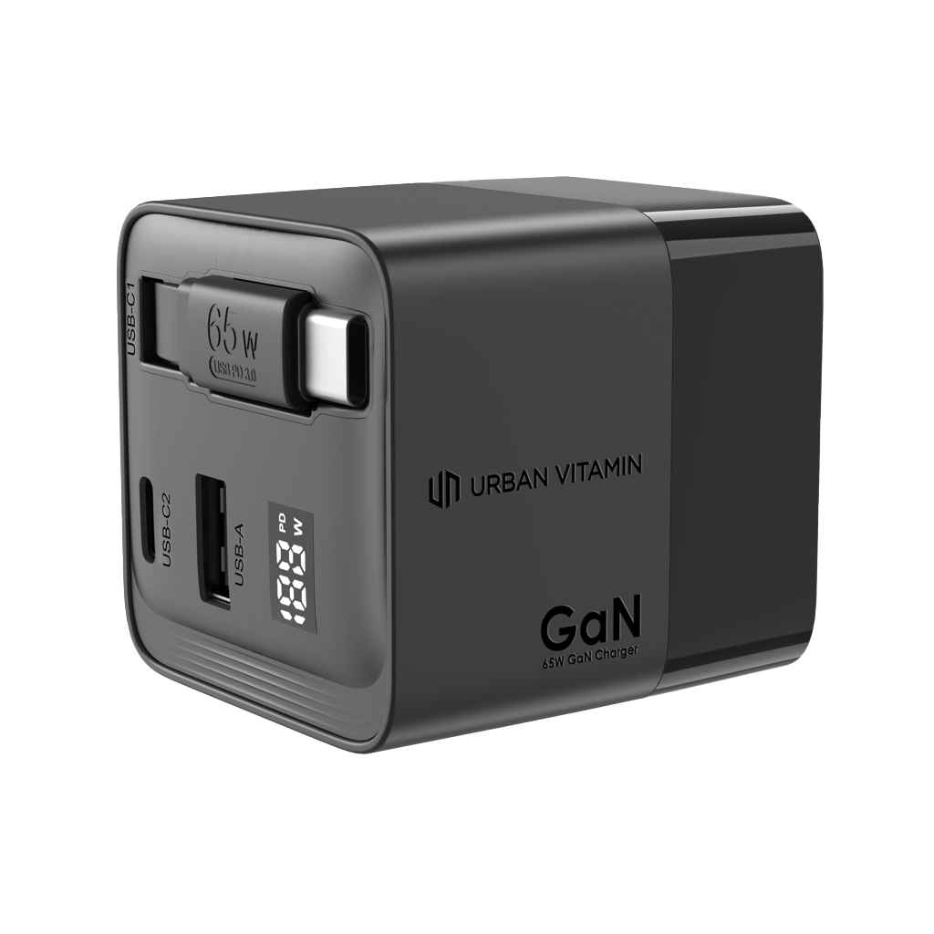 Urban Vitamin Mendocino 65W GaN charger retractable cable