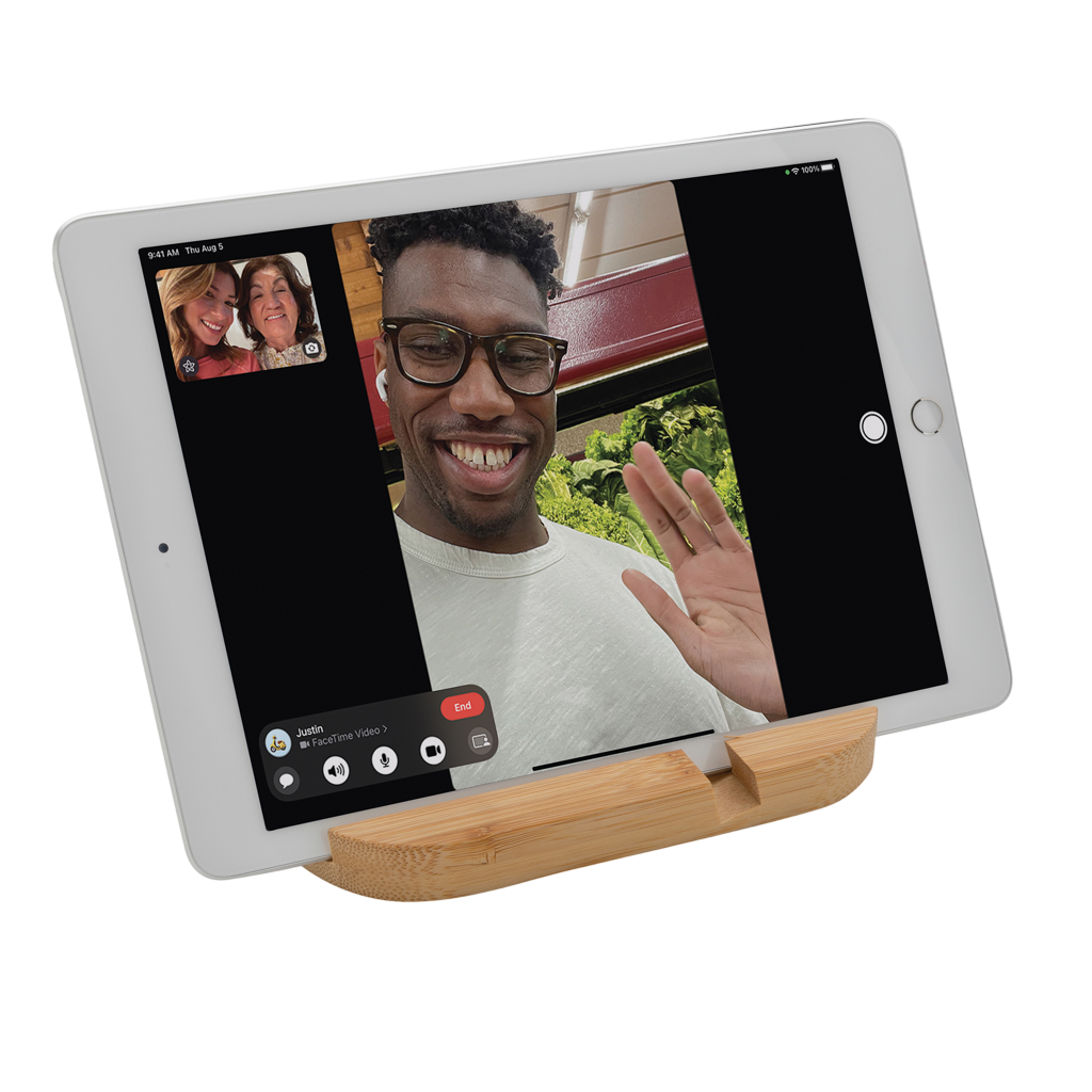 Bamboo tablet and phone holder