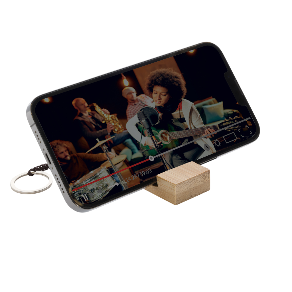Standkey bamboo keychain phone stand