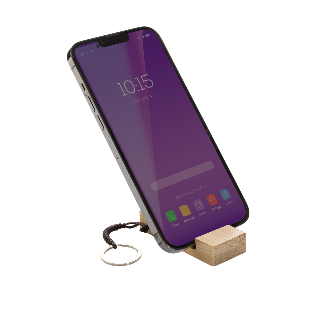 Standkey bamboo keychain phone stand