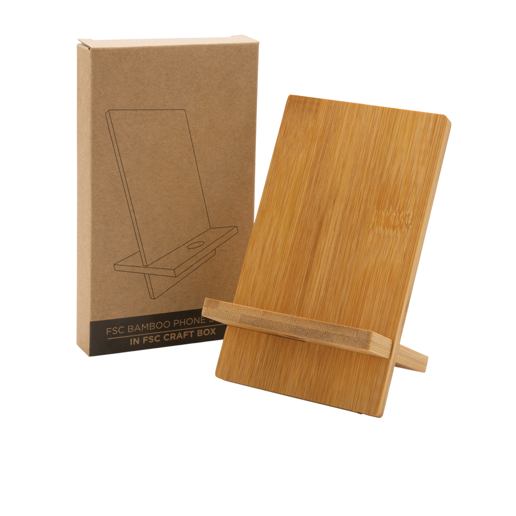 Bamboo phone stand in kraft box