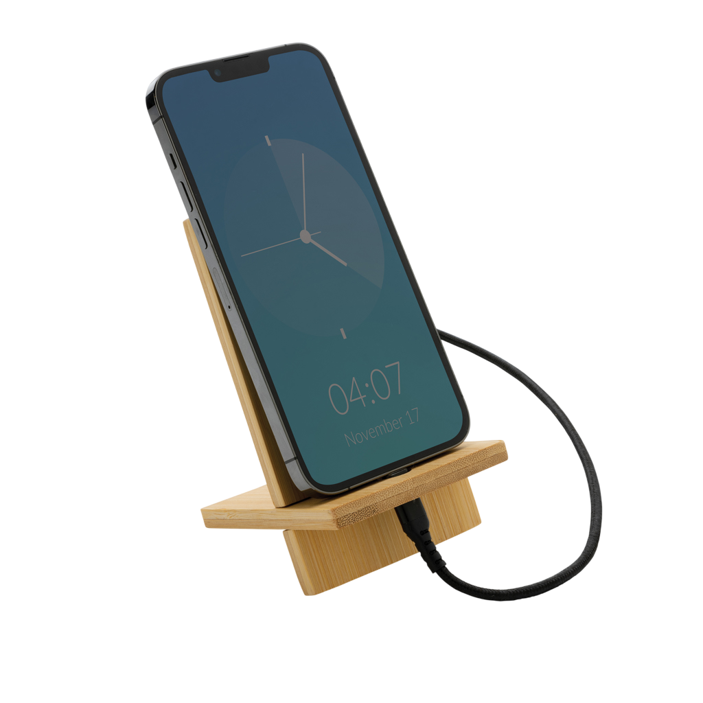 Bamboo phone stand in kraft box