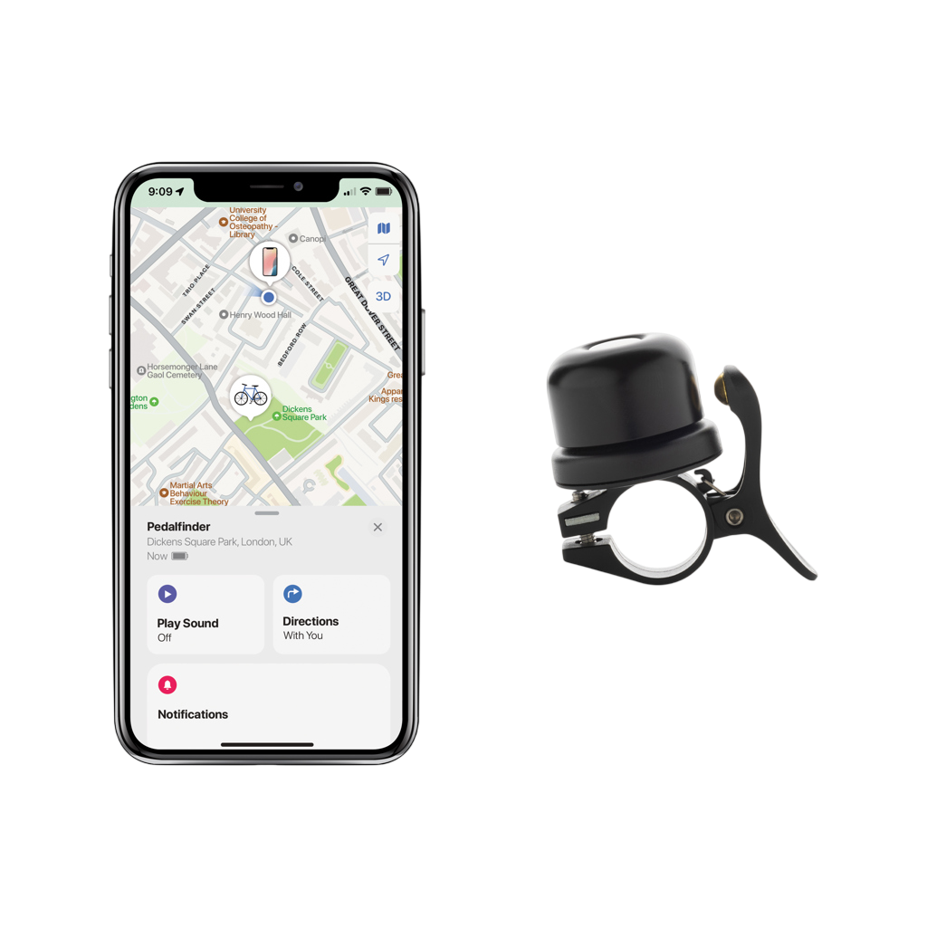 Pedalfinder bike bell with worldwide locating