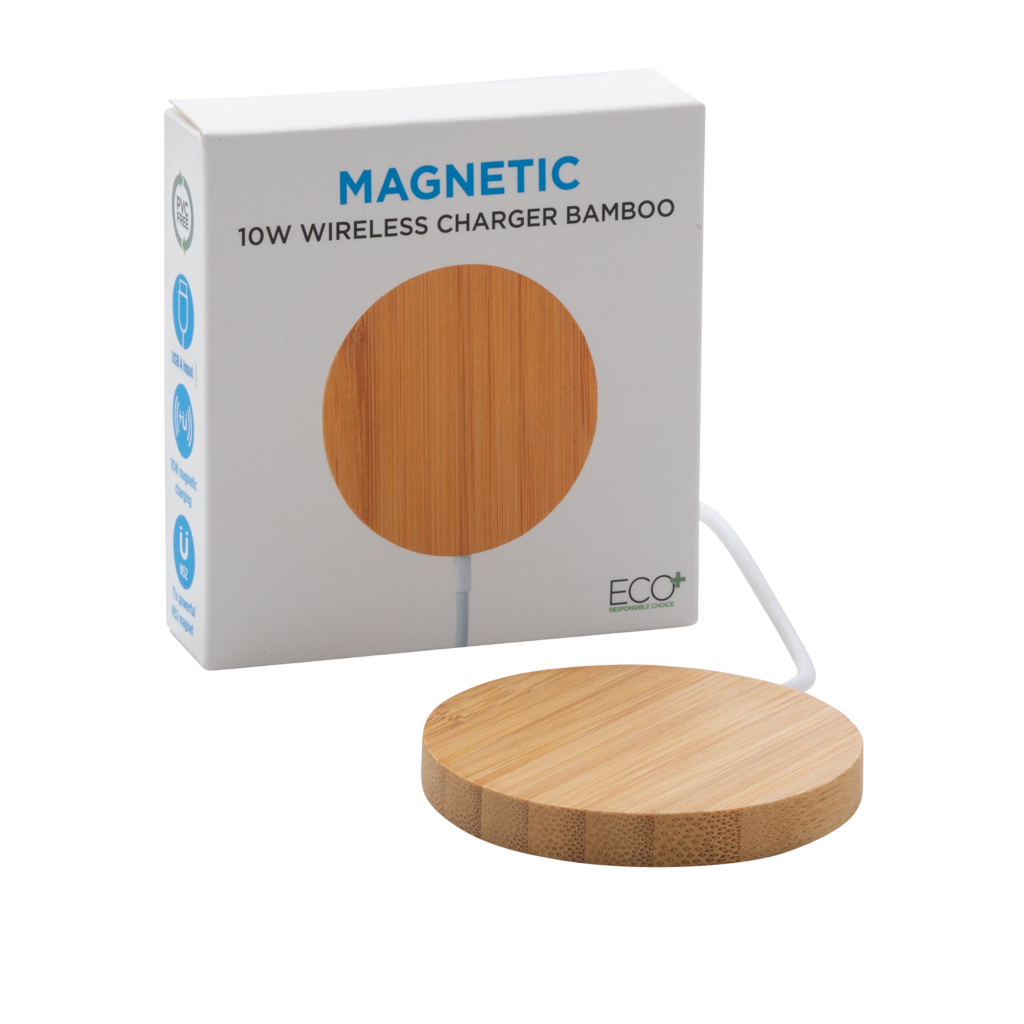 10W bamboo magnetic wireless charger