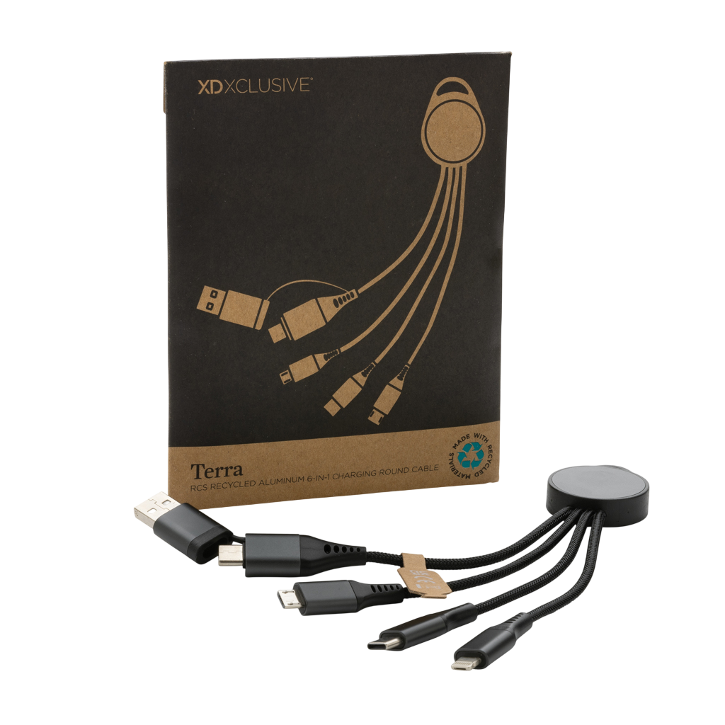 Terra RCS recycled aluminium 6-in-1 charging cable