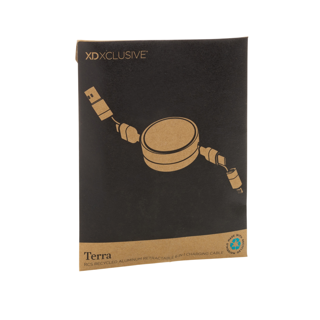 Terra RCS recycled aluminium retractable 6 in 1 45W cable