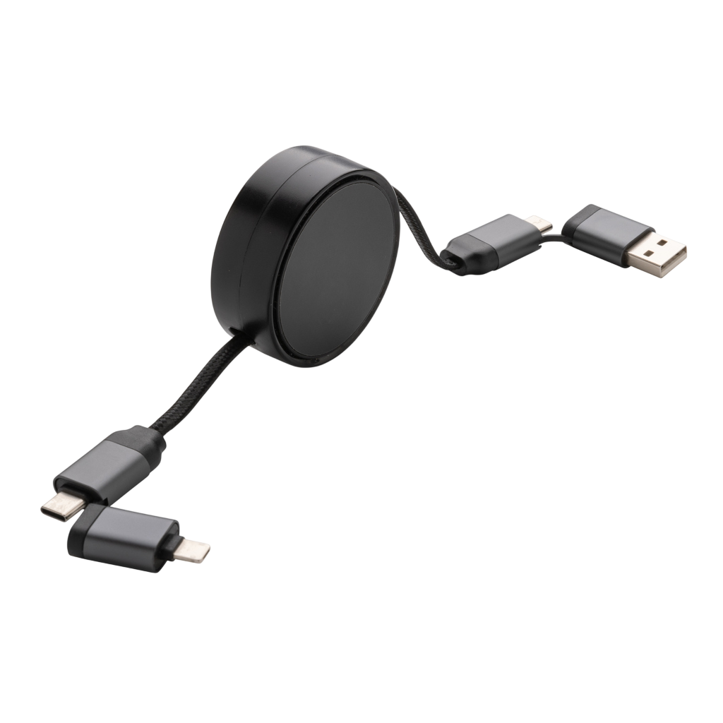 Terra RCS recycled aluminium retractable 6 in 1 45W cable