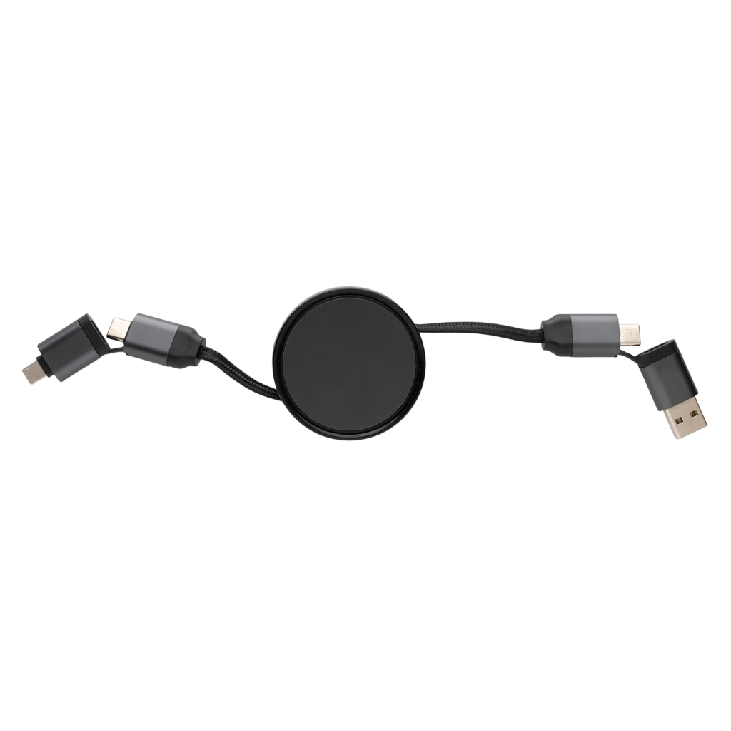 Terra RCS recycled aluminium retractable 6 in 1 45W cable