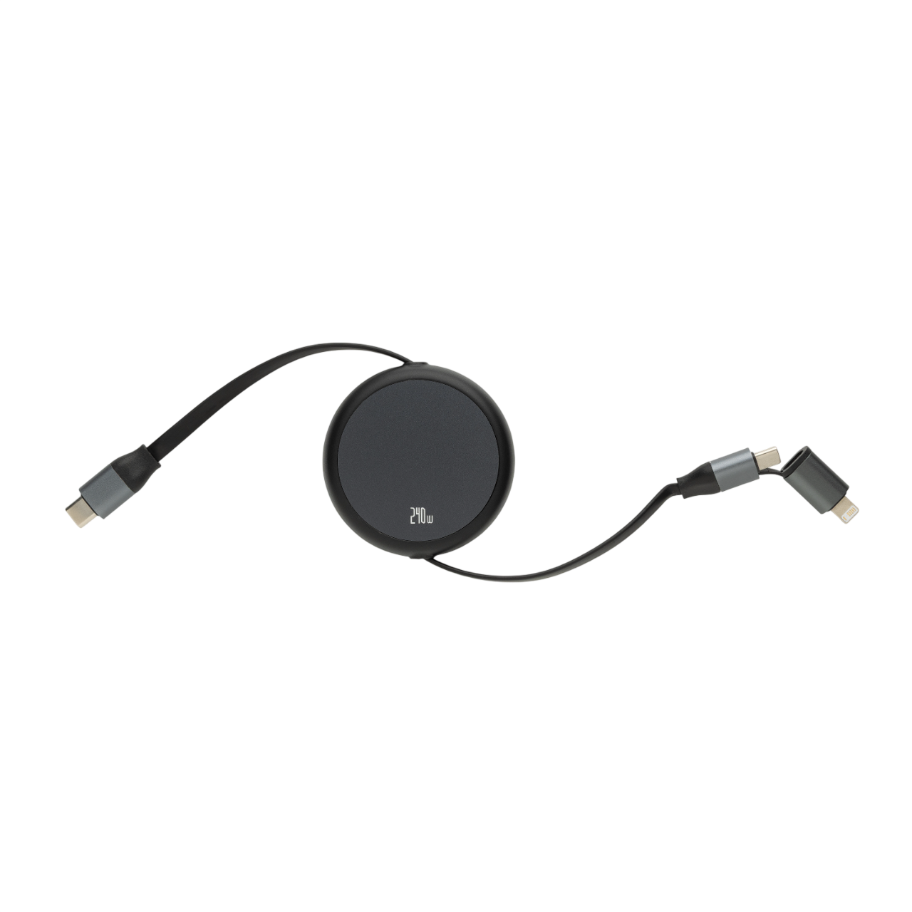 Terra RCS recycled aluminium retractable 240W 2-in-1 cable
