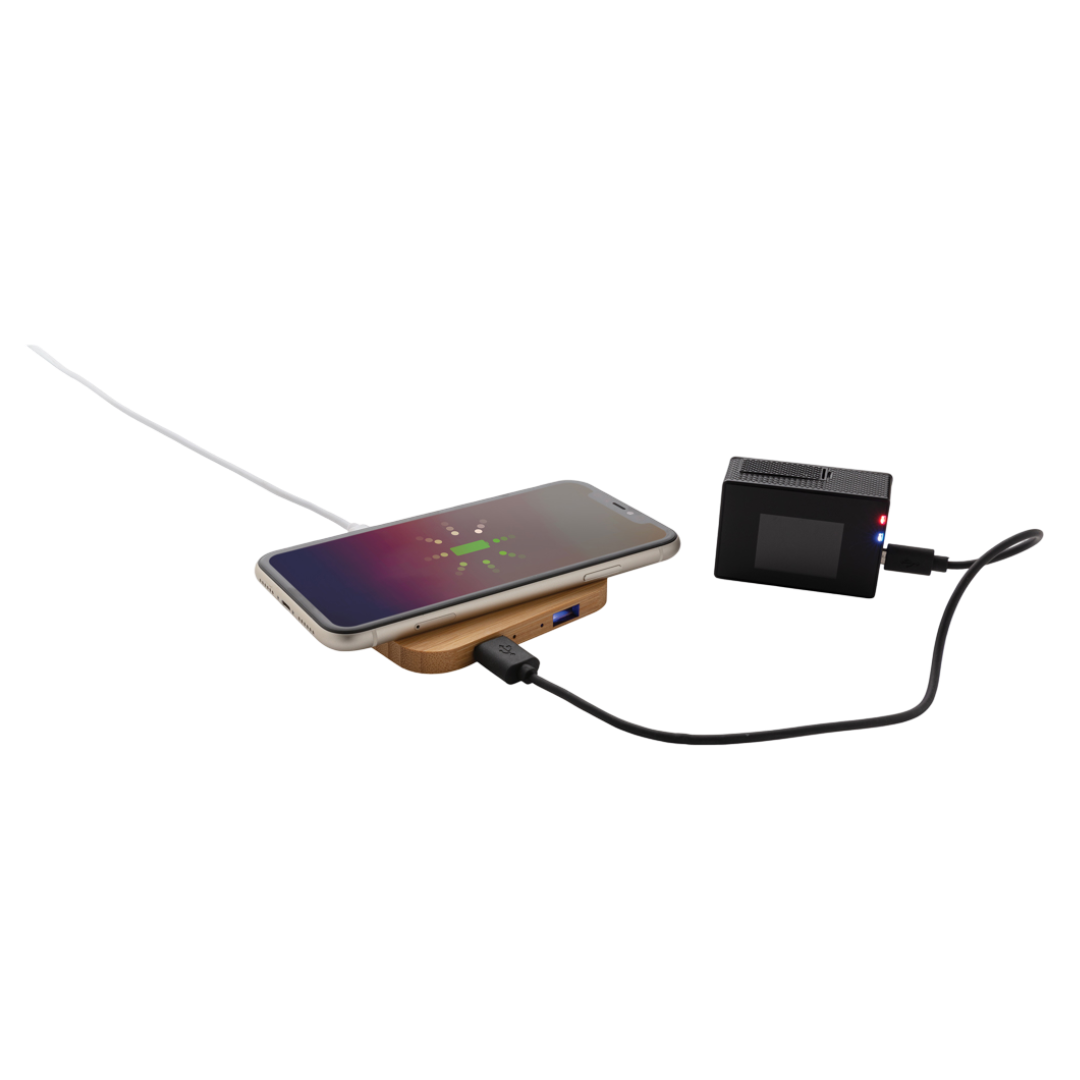 Bamboo 5W wireless charger with USB