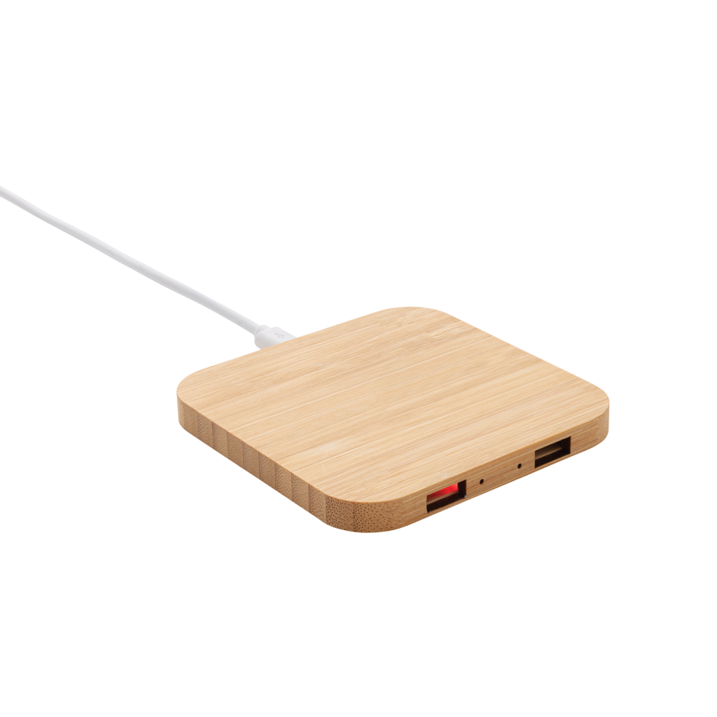 Bamboo 5W wireless charger with USB