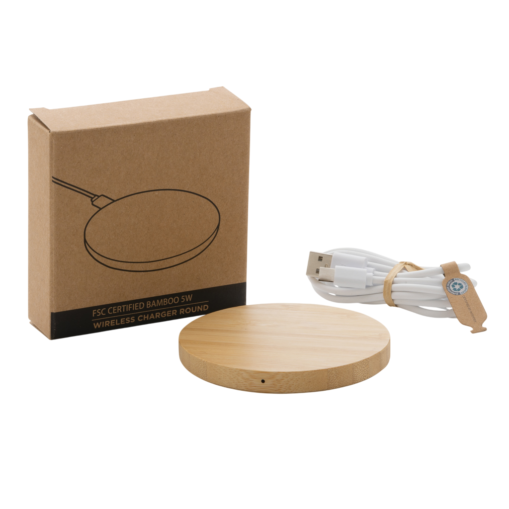 Bamboo 5W round wireless charger