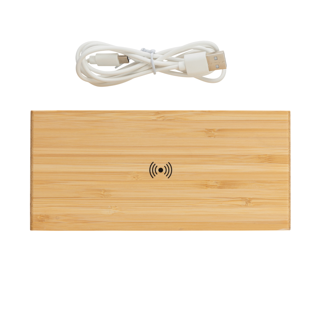Bamboo alarm clock with 5W wireless charger
