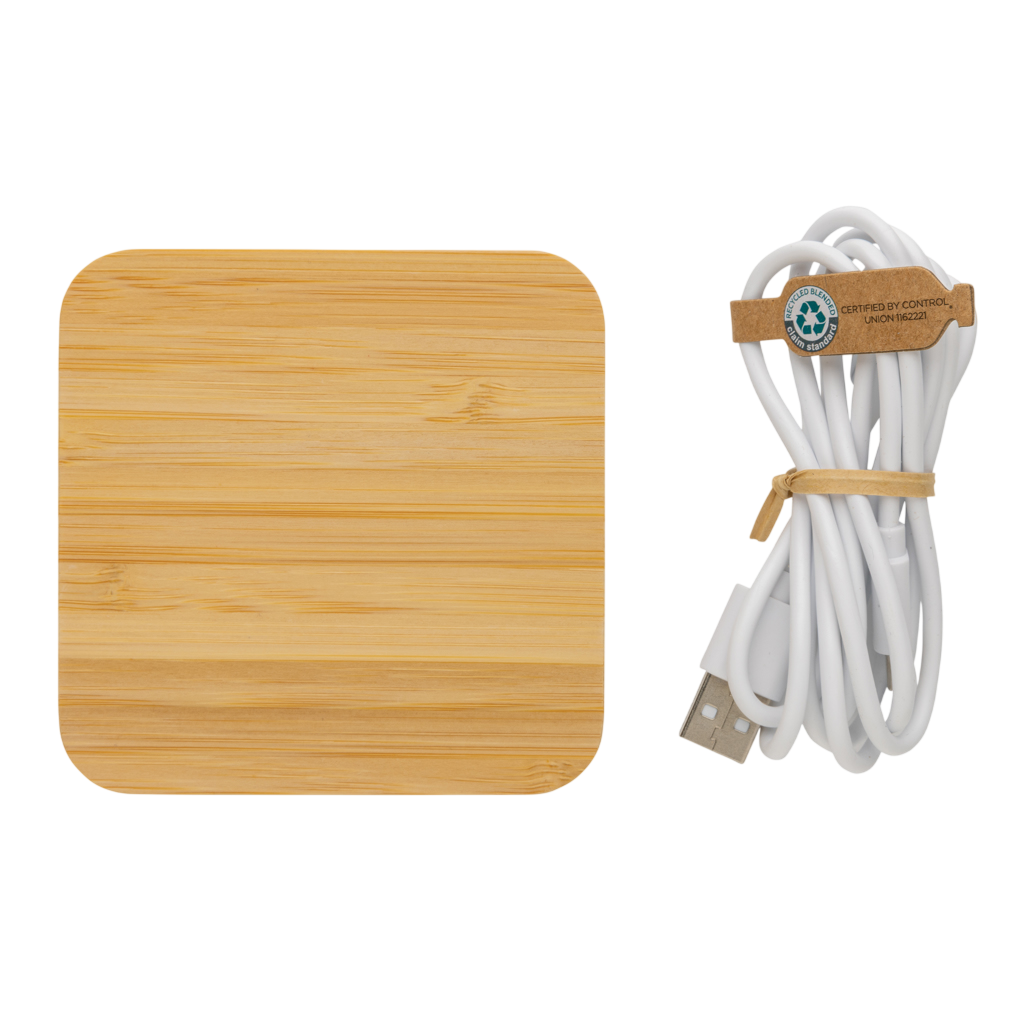 Bamboo 10W wireless charger with USB