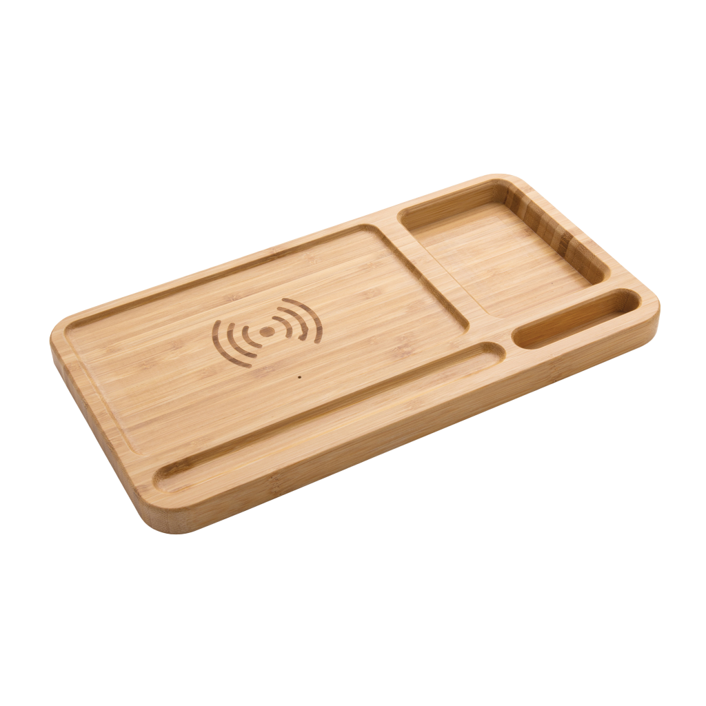 Bamboo desk organiser 10W wireless charger