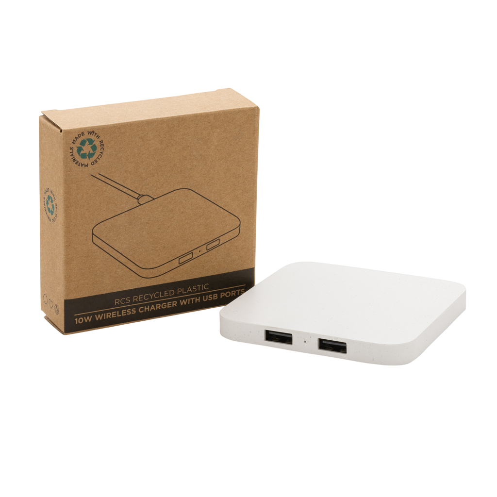 RCS recycled plastic 10W Wireless charger with USB Ports