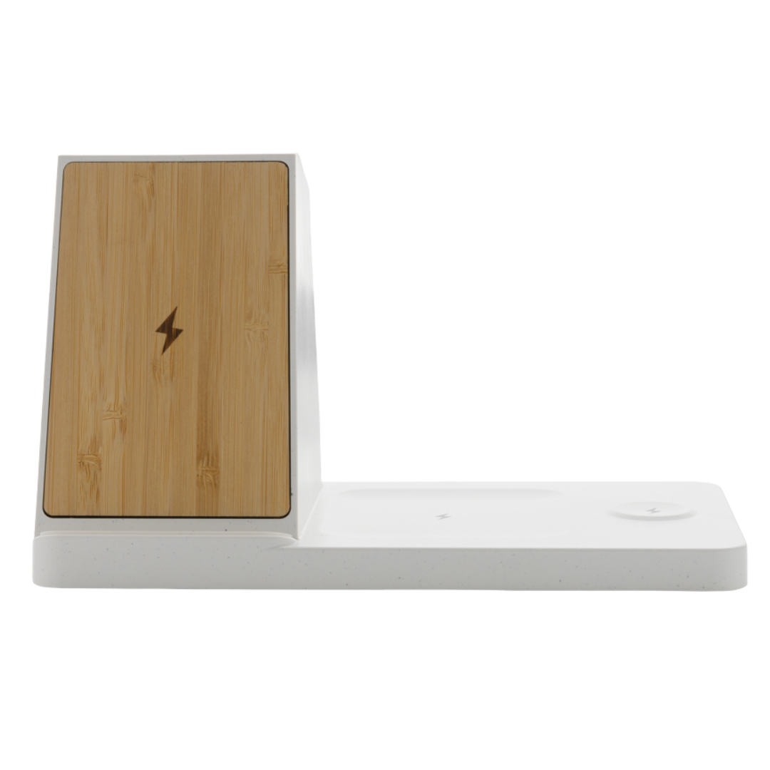 Ontario recycled plastic & bamboo 3-in-1 wireless charger