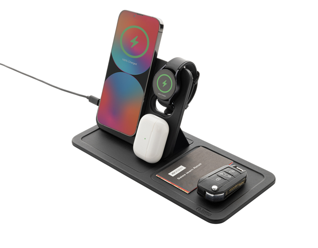 Swiss Peak 3 in 1 RCS recycled PU wireless charger desk tray