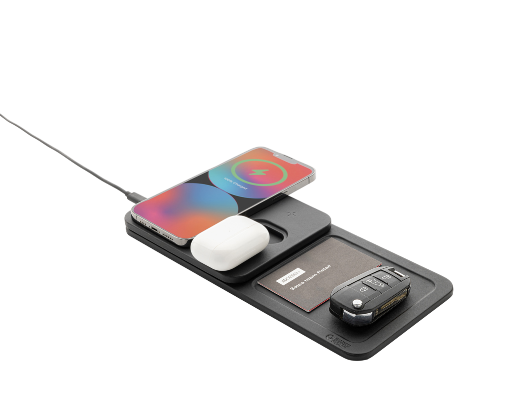 Swiss Peak 3 in 1 RCS recycled PU wireless charger desk tray