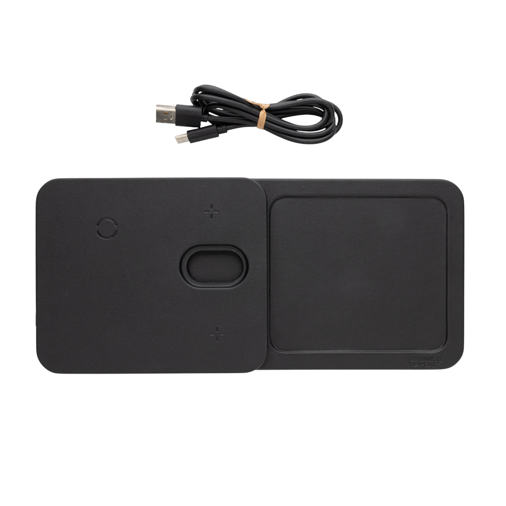 Swiss Peak 3 in 1 RCS recycled PU wireless charger desk tray