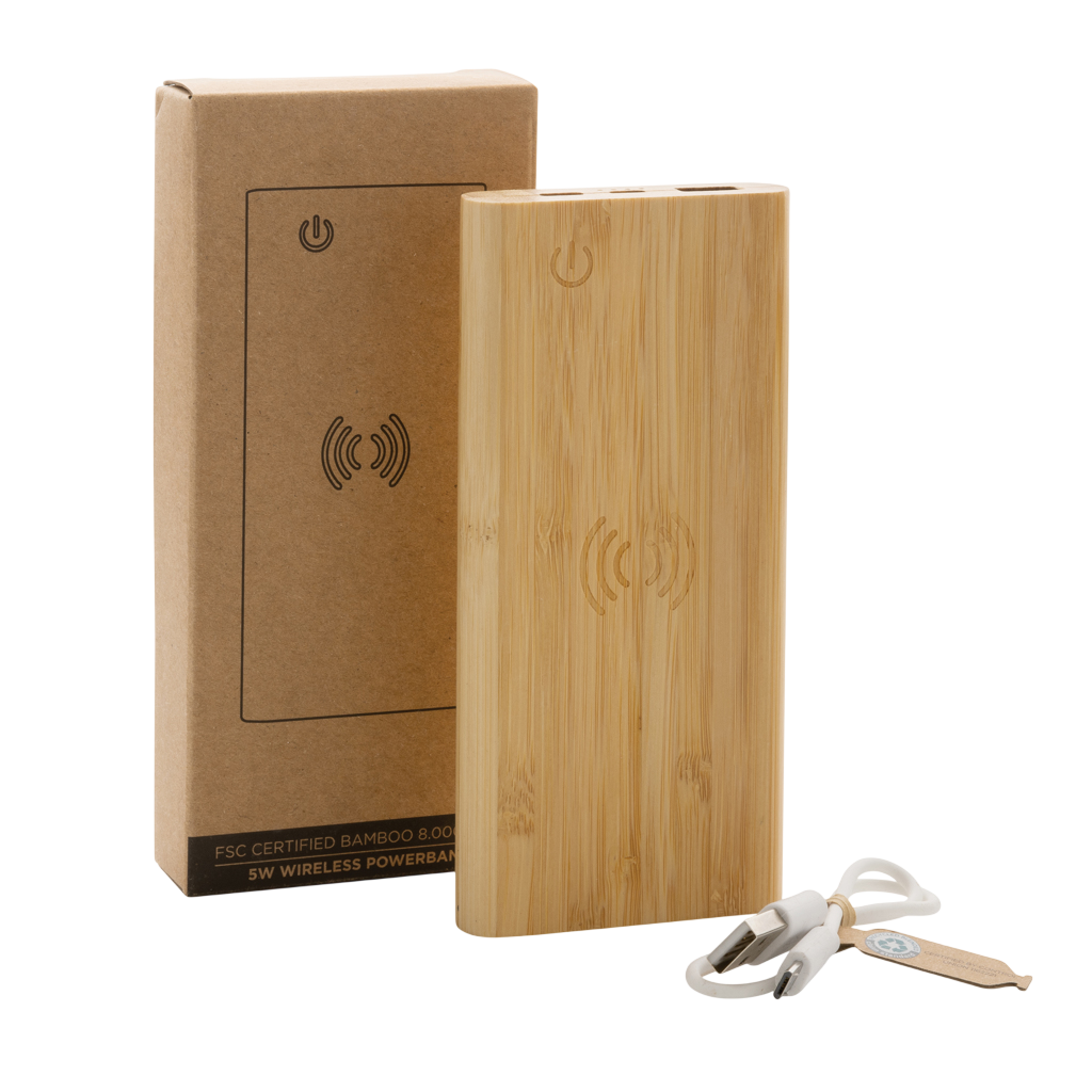 Bamboo 8.000 mAh 5W wireless powerbank