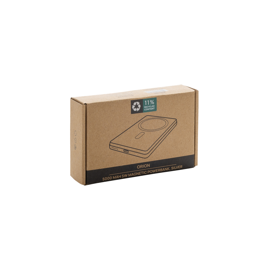 Orion RCS recycled aluminium 5000 mah 5W magnetic powerbank